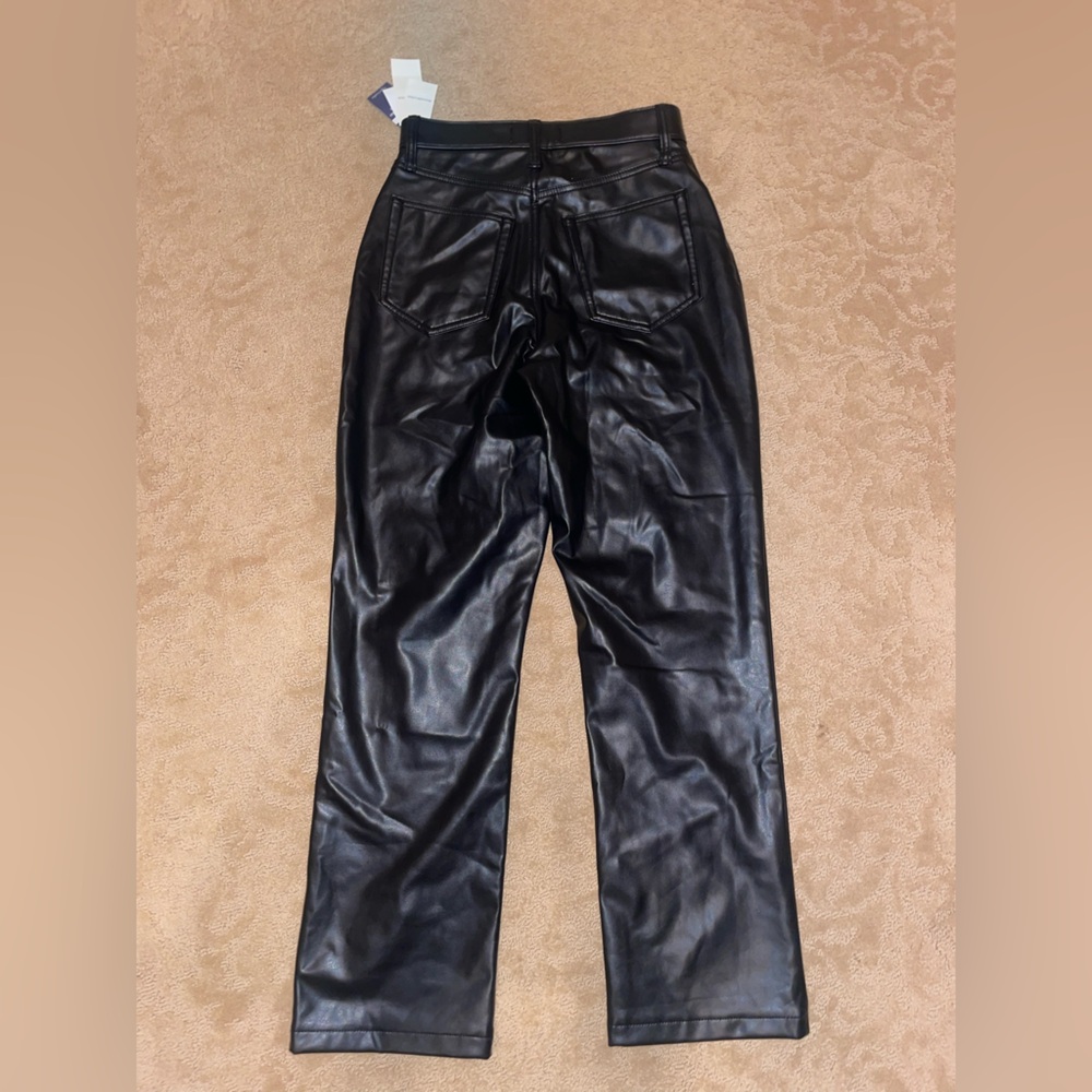 Abercrombie & fitch black vegan leather ultra high rise 90’s straight pants - Picture 7 of 7